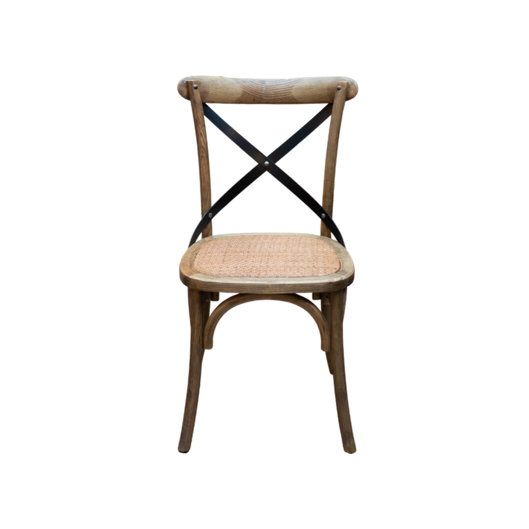 Porto Oak Metal Cross Chair with Rattan Seat image 0